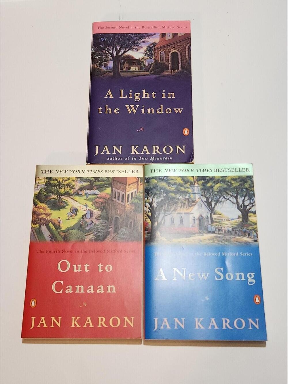 Mitford Series 3 Books Light in the Window, Out to Canaan, New Song by Jan Karon